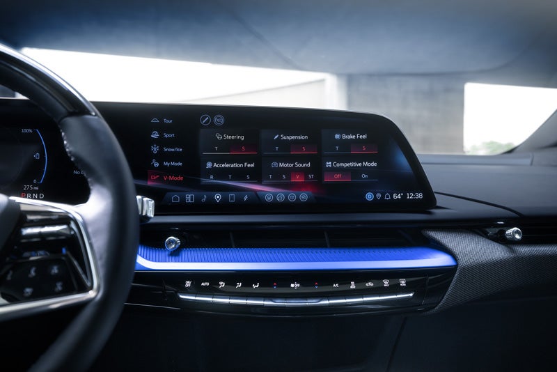 The 2026 OPTIQ-V Display Screen Displaying the V-Mode Settings | Tom Naquin Cadillac in Elkhart IN