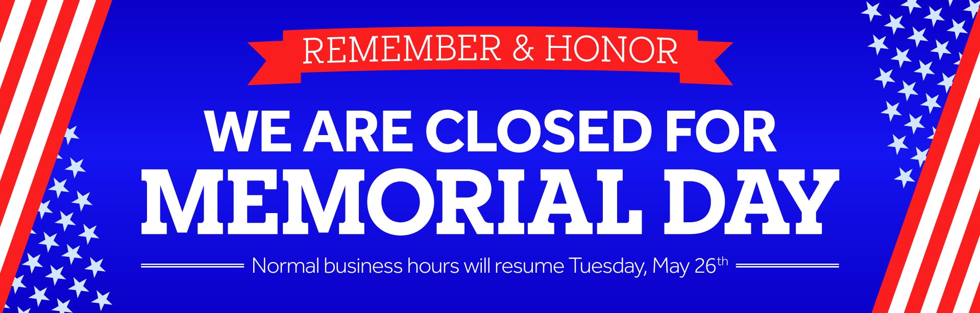 closed memorial day